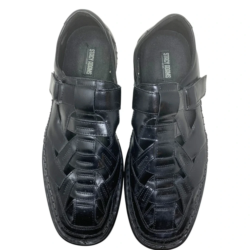 Stacy Adams Fisherman Sandals Men's Sz 12 Black Comfort Resort Casual Shoes